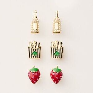 🎚️Kate spade Earrings Set Strawberry champange Fries